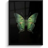 PosterMonkey Poster in lijst - Fotolijst 60x80 cm - Posters - Vlinder - Groen - Diepte - Posterlijst zwart - Decoratie - Wanddecoratie woonkamer - Muurdecoratie slaapkamer