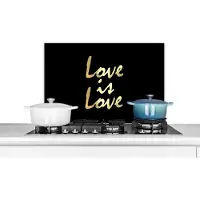 KitchenYeah Spatscherm keuken 70x50 cm - Kookplaat achterwand Quote - Liefde - Goud - Muurbeschermer - Spatwand fornuis - Hoogwaardig aluminium