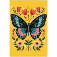 PosterMonkey Poster 40x60 cm - Bloemen - Kleurrijk - Vlinder - Sierlijk - Posters - Kamer decoratie - Wanddecoratie woonkamer - Muurdecoratie slaapkamer
