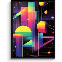 PosterMonkey Poster in lijst - Fotolijst 60x80 cm - Posters - Abstract - Vormen - Kleurrijk - Lijnen - Posterlijst zwart - Decoratie - Wanddecoratie woonkamer - Muurdecoratie slaapkamer