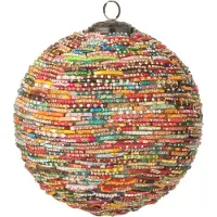 J-Line kerstbal Kralen - glas - rood/goud - large