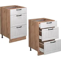 Vicco Keukenonderkast Fame-Line Wit Landhuis 50 cm , WB Eik, Model 56716