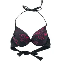 Black premium by emp Zwarte bikinitop met doodshoofd en rozen motief - Dames - L