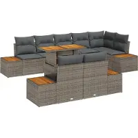 vidaXL Tuinbank Set 9 st Grijs en Bruin
