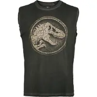 Jurassic Park Tanktop - Jurassic World - Cracked Earth Logo - S tot M - voor Mannen - grijs - Maat M