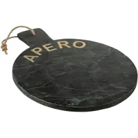 J-Line snijplank Apero Rond Marmer - steen - zwart/goud