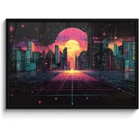 PosterMonkey Poster in lijst - Fotolijst 90x60 cm - Posters - Stad - Gebouwen - Zon - Geel - Posterlijst zwart - Decoratie - Wanddecoratie woonkamer - Muurdecoratie slaapkamer