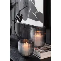 J-Line vaas Gestreept - glas - zwart - small