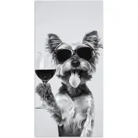 PosterMonkey Poster 80x160 cm - Hondje - Wijnglas - Zonnebril - Enthousiast - Posters - Kamer decoratie - Wanddecoratie woonkamer - Muurdecoratie slaapkamer