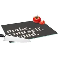 KitchenYeah Glazen Snijplank - 39x28 - Quotes - Make yourself proud - Zelfliefde - Zelfvertrouwen - Tekst - Snijplanken Glas