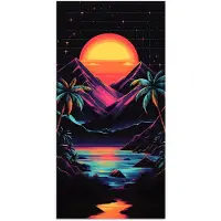 PosterMonkey Poster 20x40 cm - Palmbomen - Neonbergen - Sterrenhemel - Zon - Posters - Kamer decoratie - Wanddecoratie woonkamer - Muurdecoratie slaapkamer