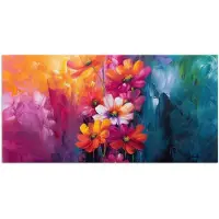 PosterMonkey Poster 160x80 cm - Felle bloemen - Dynamisch - Levendig - Posters - Kamer decoratie - Wanddecoratie woonkamer - Muurdecoratie slaapkamer