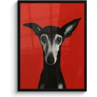 PosterMonkey Poster in lijst - Fotolijst 60x80 cm - Posters - Windhond - Minimalistisch - Rood - Posterlijst zwart - Decoratie - Wanddecoratie woonkamer - Muurdecoratie slaapkamer