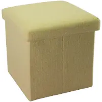 Intirilife Opvouwbaar zitkrukje 30x30x30 cm in SPRING GREEN - Zitkubus met opbergruimte en deksel van stof in linnenlook - Zitkubus voetensteun opbergkist bankzitting