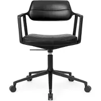 Vipp Bureaustoel Vipp453+ Swivel Chair Black Leather Black Frame / Wielen