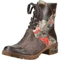 LAURA VITA Veterlaarsjes donkerbruin / taupe / riet / rood