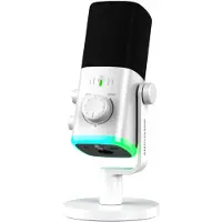Fifine AM9 - Gaming Microfoon Dynamische - Podcast Streaming PC PS4 PS5 - Ruisonderdrukking - Touch Mute Knop - USB RGB - Wit