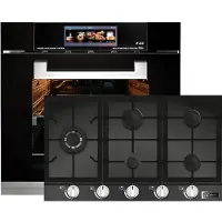 Kaiser Inbouwoven - - EH 6344 - Inbouwoven 60 cm - Zwart glas- 79 l - Air fryer- TFT - automatische braadfunctie + Gaskookplaat - KCG 9387- inbouwkookplaat , 90cm
