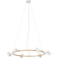 QAZQA Moderne hanglamp hout print met wit 6-lichts - Jeana Circle