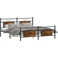 vidaXL Bedframe zonder matras metaal gerookt eikenkleurig 160x200 cm