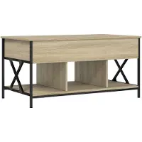 vidaXL Salontafel Sonoma-eik, 100x55x50 cm, gemaakt van houtvezel en metaal
