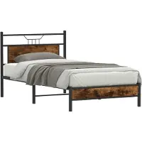 vidaXL Bedframe zonder matras 107x203 cm spaanplaat gerookt