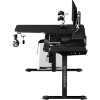 Ultradesk WINGER Hoekbureau – Zwart – Verstelbaar Gaming, Kantoor & Home Office Bureau met LED RGB & Accessoires