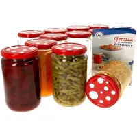 MamboCat Set van 12 ronde potten 720 ml To 82 paddenstoeldeksel incl. Diamant Gelierzauber receptenboekje
