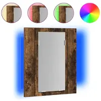 vidaXL LED-spiegelschaaf, gerookt eikenfineer, 40x12x45 cm, houtvezel