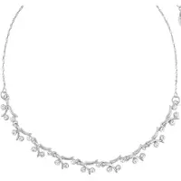 Behave Dames Ketting Zilverkleur met Kristallen – Fijn Takjes Design – Verstelbaar 41+7 cm – Nikkelvrij – Cadeau voor Vrouw – Elegante Sieraden