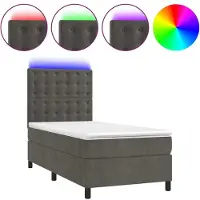 vidaXL Boxspring met matras en LED fluweel donkergrijs 80x200 cm