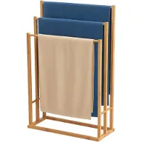 BUDDLEY Handdoekrek - Bamboe - 3 Armen - Handdoekhouder - Handdoekenrek - Badkamer - Staand - Handoekenrek - Handdoek Rek - Hout - Houder - Handoekrek - Vrijstaand - Handdoekhouders - Zonder boren