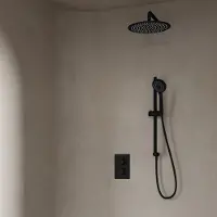 Saniclear Nero inbouwregendouche 30cm met wandarm, 3 standen handdouche en glijstang zwart mat