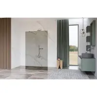 FortiFura Galeria Vrijstaande Inloopdouche - 180x200cm - Rookglas - antikalk - 8mm veiligheidsglas - wandsteunen - Chroom SW927766 2x/SW797943