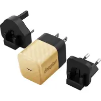 Energizer , GaN 4A USB-C 20W netadapter met EU/VK/VS stekker, zwart/goud
