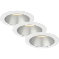 Briloner - Set van 3 inbouwspots badkamer, LED inbouw, IP44 spatwaterdicht, warm wit licht, inbouwspot badkamer, wit - zilver, 95x54 mm
