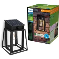 Philips Lysin Wandlamp - UltraEfficient LED - Solar buitenlamp - Warmwit licht 2700K - Zwart - Rechthoekig ontwerp - Bewegingssensor - Zonne-energie - Schemersensor