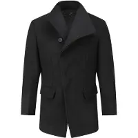 Allthemen Heren Lange Mantel Wollen Winterjas - Slim Fit Jas - XXL
