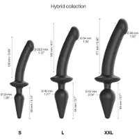 Strap-On-Me - Semi-Realistische Switch Plug-In 2-in-1 Dildo & Buttplug - Zwart XXL