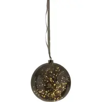 Star Trading LED-decoratiebol Glow van glas, Ø 20 cm rookgrijs, alu / grijs / zink, Glas, LED kerstverlichting