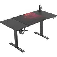 Ultradesk LEVEL V2 – Bureau voor Gaming, Home Office & Kantoor – Rood – Elektrisch verstelbaar – Incl. USB Hub, XL Muismat & Accessoires