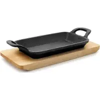 Lacor Bistro Serveerpan - Gietijzer - met houden plankje - Rechthoekig - 10x20cm