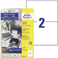 Avery Zweckform AVERY ultragrip Universele etiketten 3655-10 Permanent klevend A4 Wit 210 x 148 mm 10 Vellen à 2 Etiketten