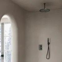 Saniclear Iron Pro inbouw regendouche met plafondarm en 20cm hoofddouche verouderd ijzer - gunmetal