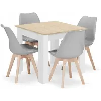 Leobert Set Repas - - Mark - Eikenhout/Eikenhout Sonoma/Grijs - 80 x 80 cm - 5-delig