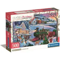 Clementoni – Puzzel – 500 Stukjes – Kersttrein - Kersttafereel – Puzzel Voor Volwassenen