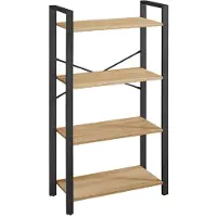 Leobert Boekenkast SONOMA, 4 Planken en Stalen Frame, Kleur: Eiken Sonoma en Zwart, Modern en Functioneel Design, Ideaal voor Woonkamer, Slaapkamer of Kantoor, 120 x 66 x 30 cm