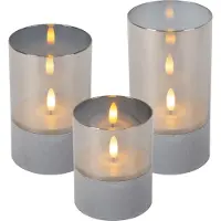 Lucide VELAS - Tafellamp - Batterijen - Ø 8 cm - LED - 3x0,2W 2700K - Fumé - Set van 3