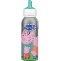 Mepal Isoleerfles flip-up Campus - 350 ml - 12 uur koud / 4 uur warm - Drinkfles met rietje voor kinderen - Peppa Pig