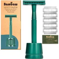 Bambaw Metalen Scheermes – Scheermesjes mannen vrouwen – Safety Razor Mannen – Safety Razor voor vrouwen – Voor Double Edge Mesjes - Zeegroen